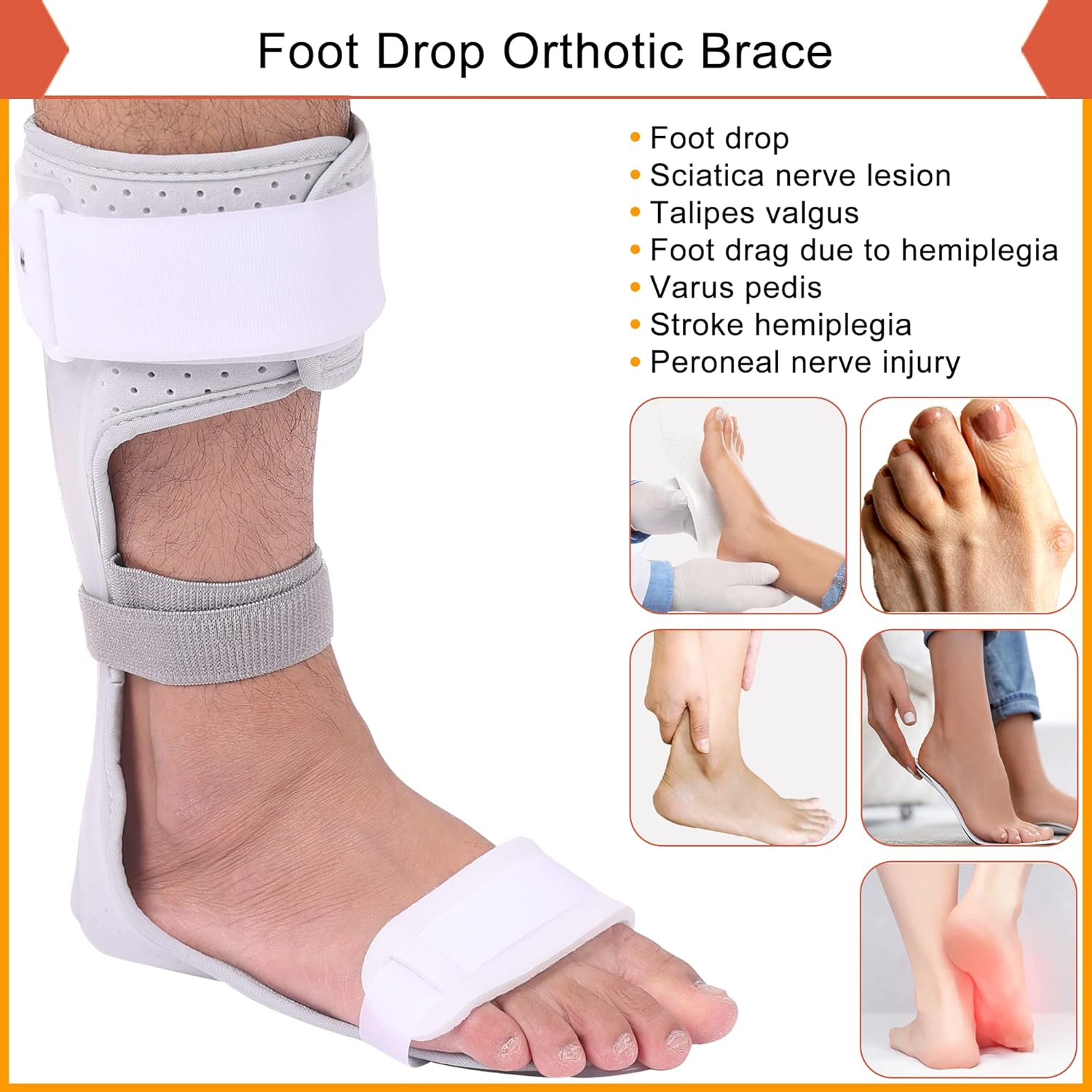 Medical AFO – Soporte para caída de pie, soporte estabilizador de pie caída, ortesis de pie de tobillo para hombres y mujeres, EM, caída de pie de