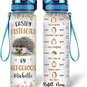 Hyturtle Botella de agua motivacional personalizada para amantes de los erizos de 32 onzas, 1 litro, fácil de distraer con erizos, botella de agua Hyturtle Botella de agua motivacional personalizada para amantes de los erizos de 32 onzas, 1 litro, fácil de distraer con erizos, botella de agua