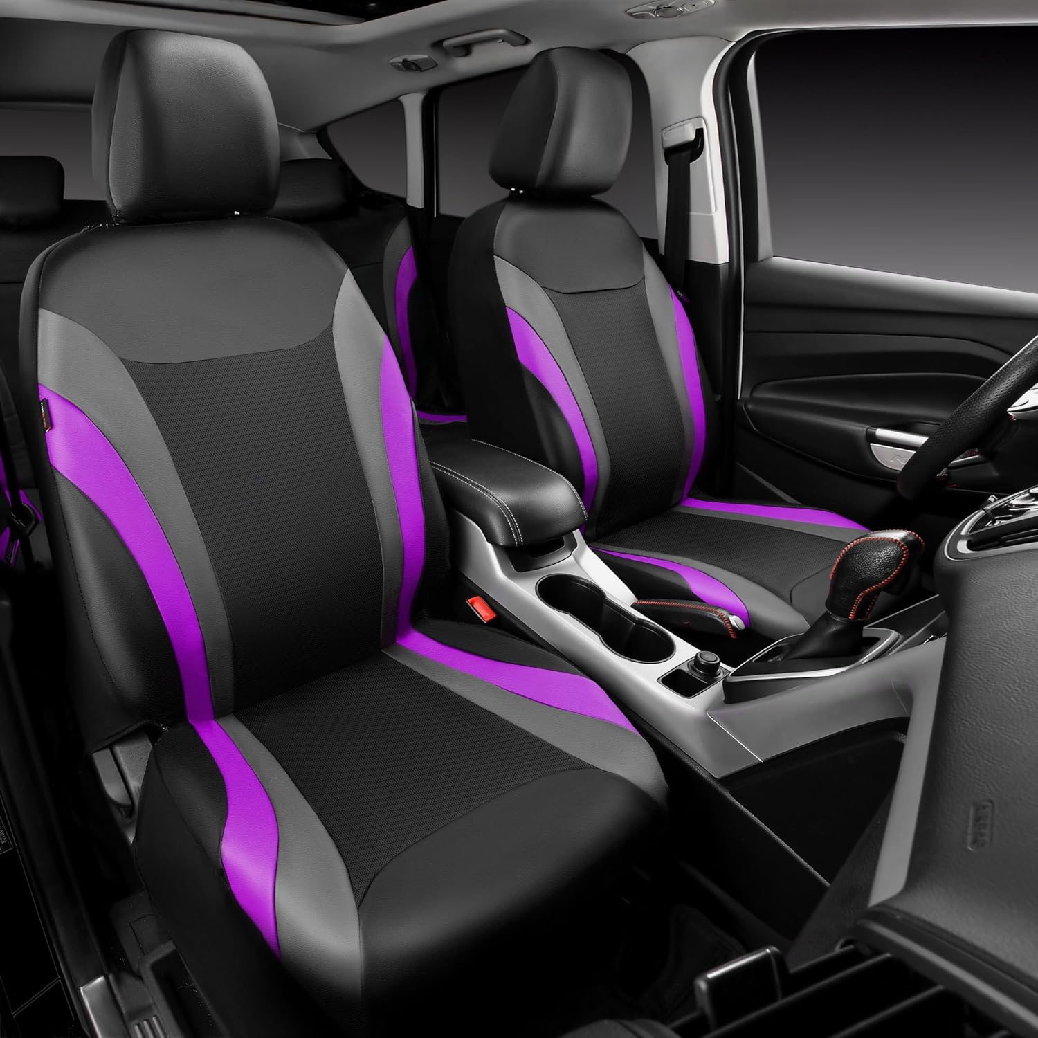 CAR PASS Juego completo de fundas de asiento de automóvil de cuero, impermeables, para automóviles, SUV, sedán, camión, compatible con bolsas de
