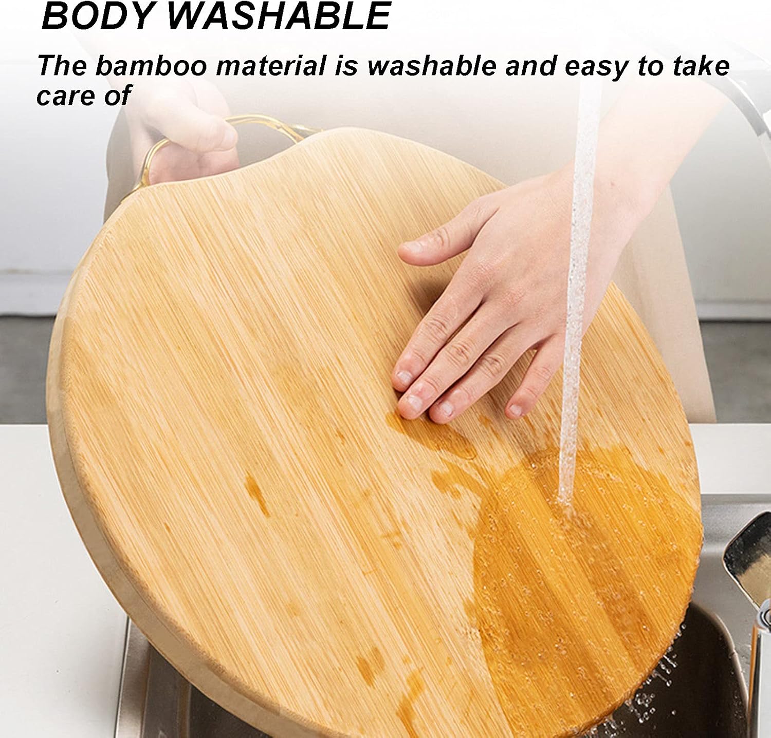 Tabla de cortar de madera de alta calidad, tabla de cortar redonda con mango de fácil agarre, tablas de tallar reversibles para cocina, tabla de