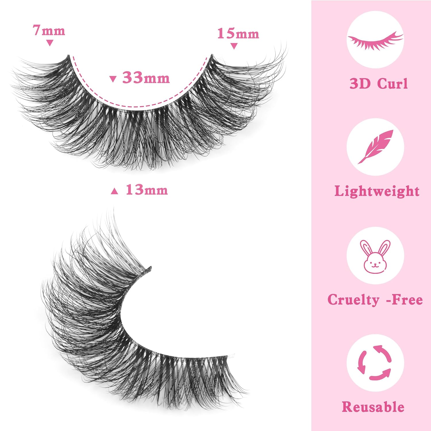 Geeneiya – Pestañas de banda transparente de 0.59 pulgadas, aspecto natural, pestañas postizas 3D, cortas, esponjosas, paquete de 7 pares