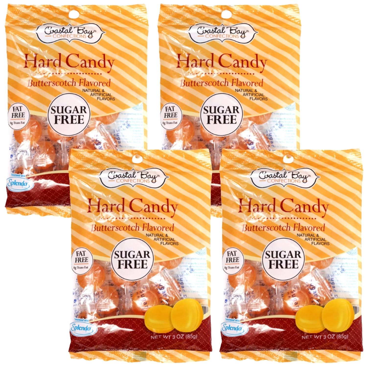 RE8TIESS Coastal Bay Confections – Caramelos duros sin azúcar, sabor a caramelo, bolsas de regalo de 2.75 onzas, cesta de fiesta, relleno de