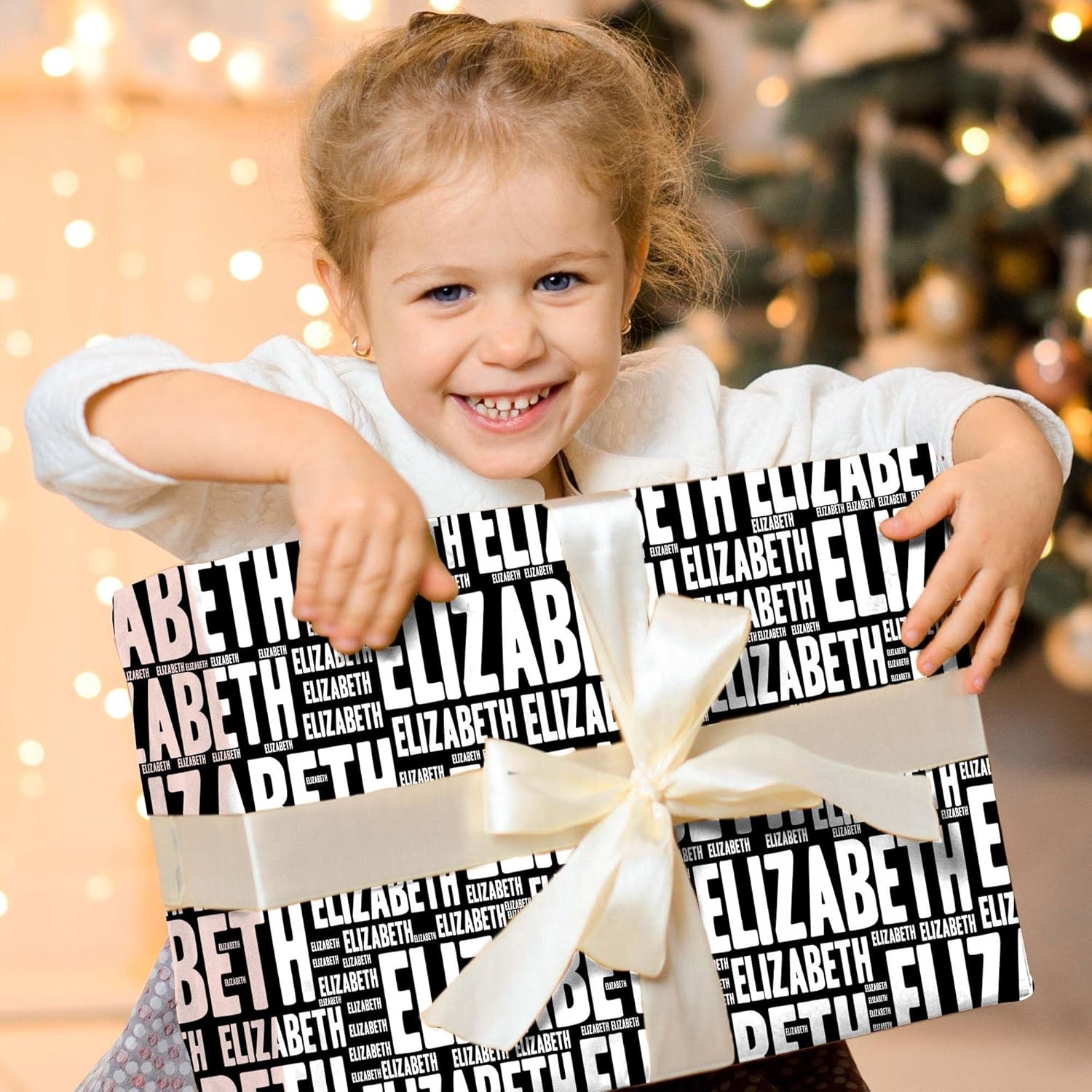 Papel negro de envoltura de regalo personalizado para niños, mujeres, hombres, fiesta de cumpleaños, Navidad, papel de regalo personalizado, rollo
