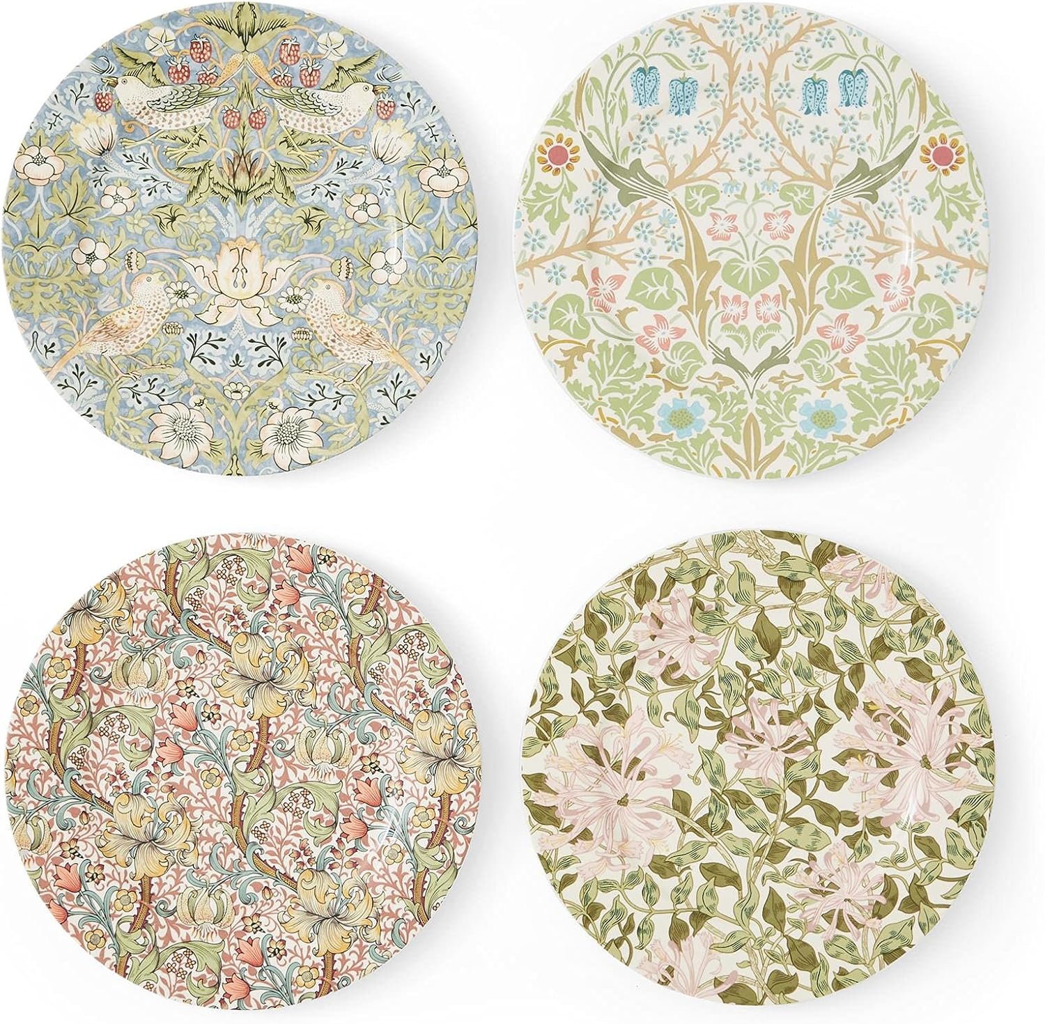Morris & Co. – Platos de postre  Juego de 4 platos redondos de 8 pulgadas para postre, aperitivos y cena, hechos de porcelana fina, aptos para