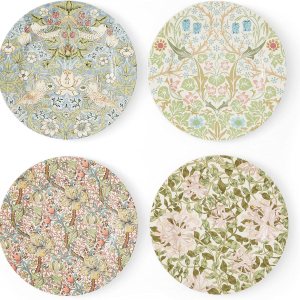 Morris & Co. – Platos de postre  Juego de 4 platos redondos de 8 pulgadas para postre, aperitivos y cena, hechos de porcelana fina, aptos para Morris & Co. – Platos de postre  Juego de 4 platos redondos de 8 pulgadas para postre, aperitivos y cena, hechos de porcelana fina, aptos para