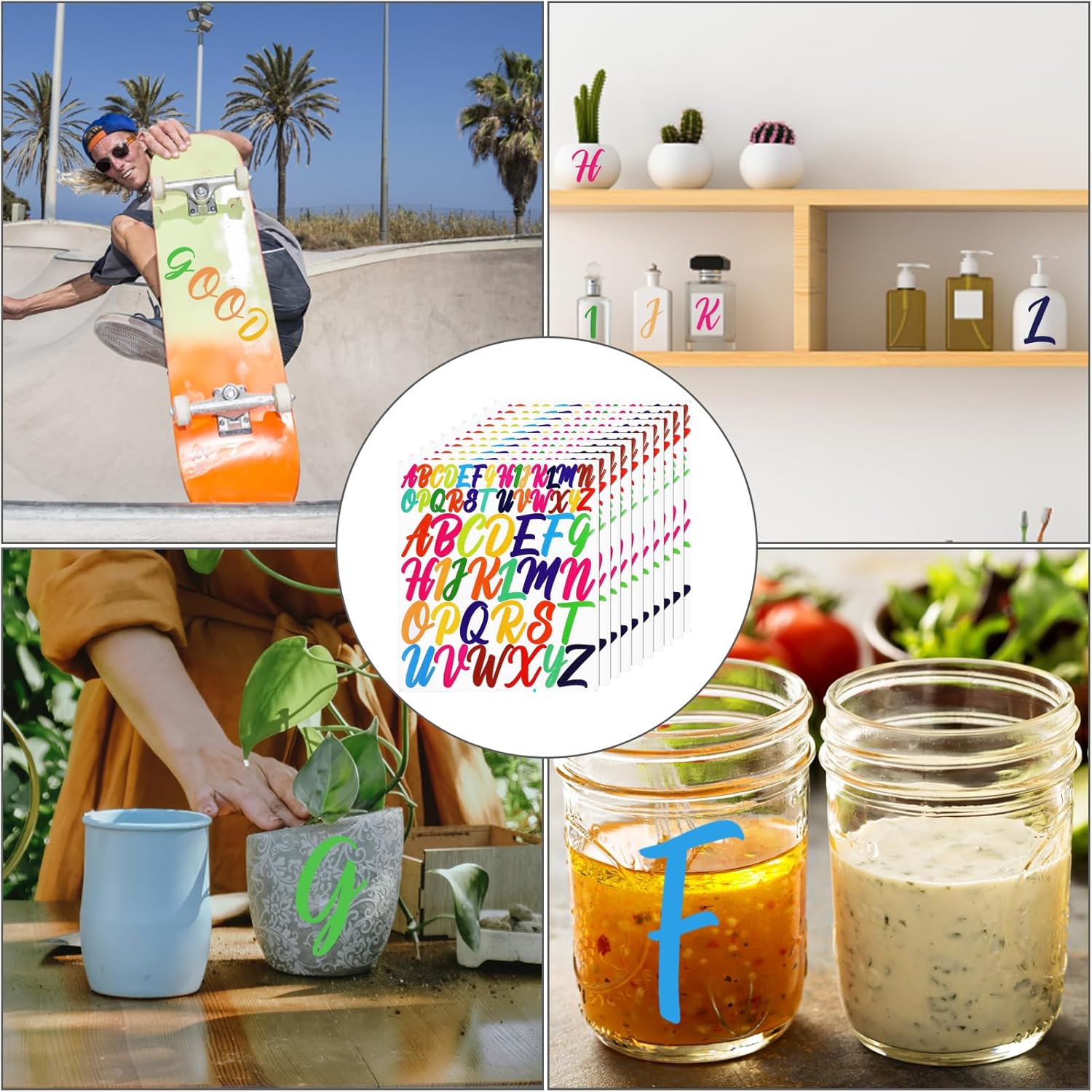 10 hojas de calcomanías con letras mayúsculas, calcomanías de vinilo del alfabeto de 12 pulgada, calcomanías autoadhesivas para pósteres, ventanas,