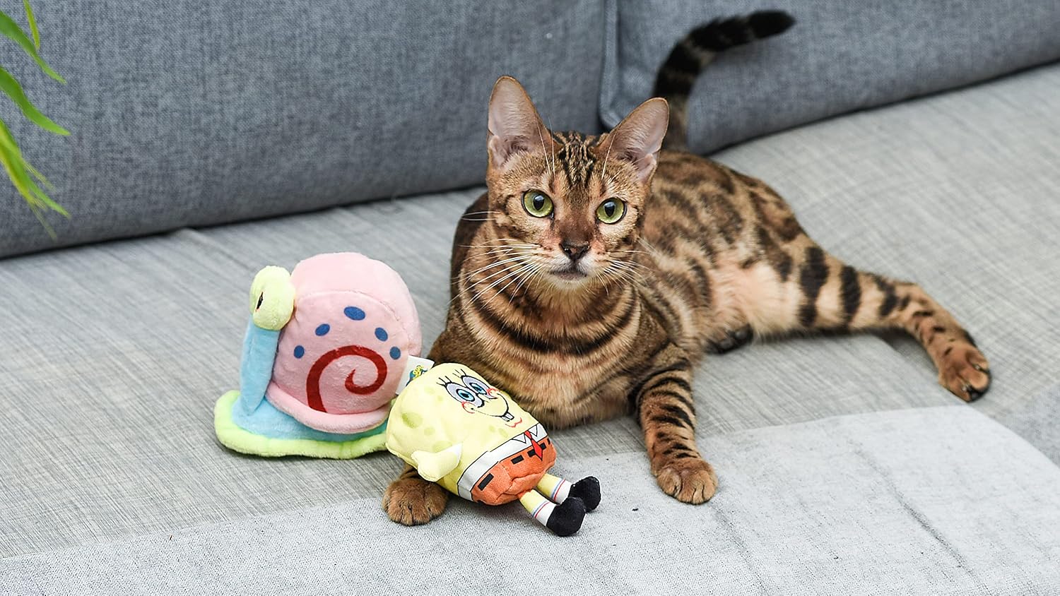 Colección de juguetes para gatos, juguetes de peluche de Bob Esponja y Gary con hierba gatera  Productos oficiales de Nickelodeon Bob Esponja para