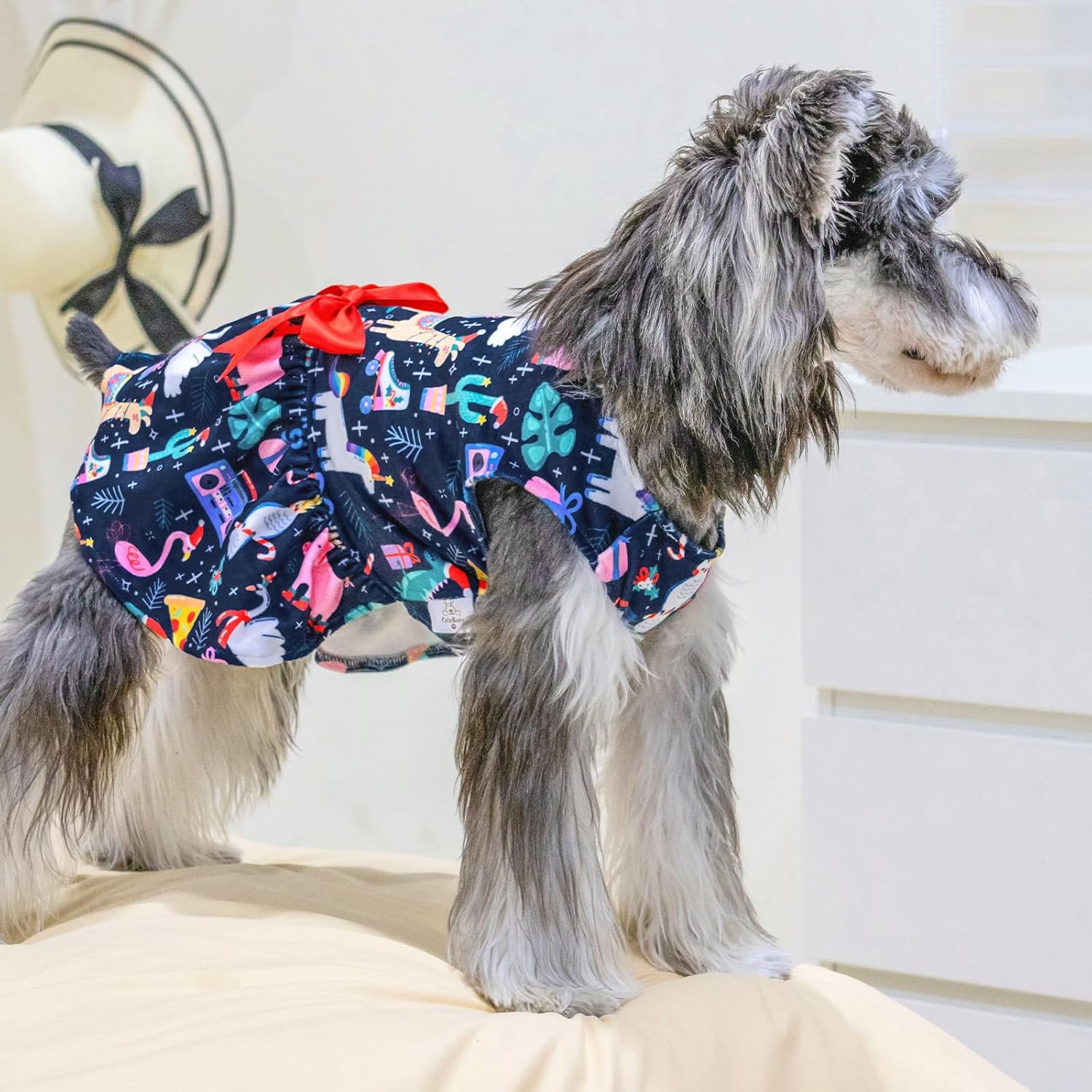 CuteBone Vestidos de terciopelo para perros pequeños, ropa para mascotas, falda de cachorro con lazo para el pelo, CVA32S