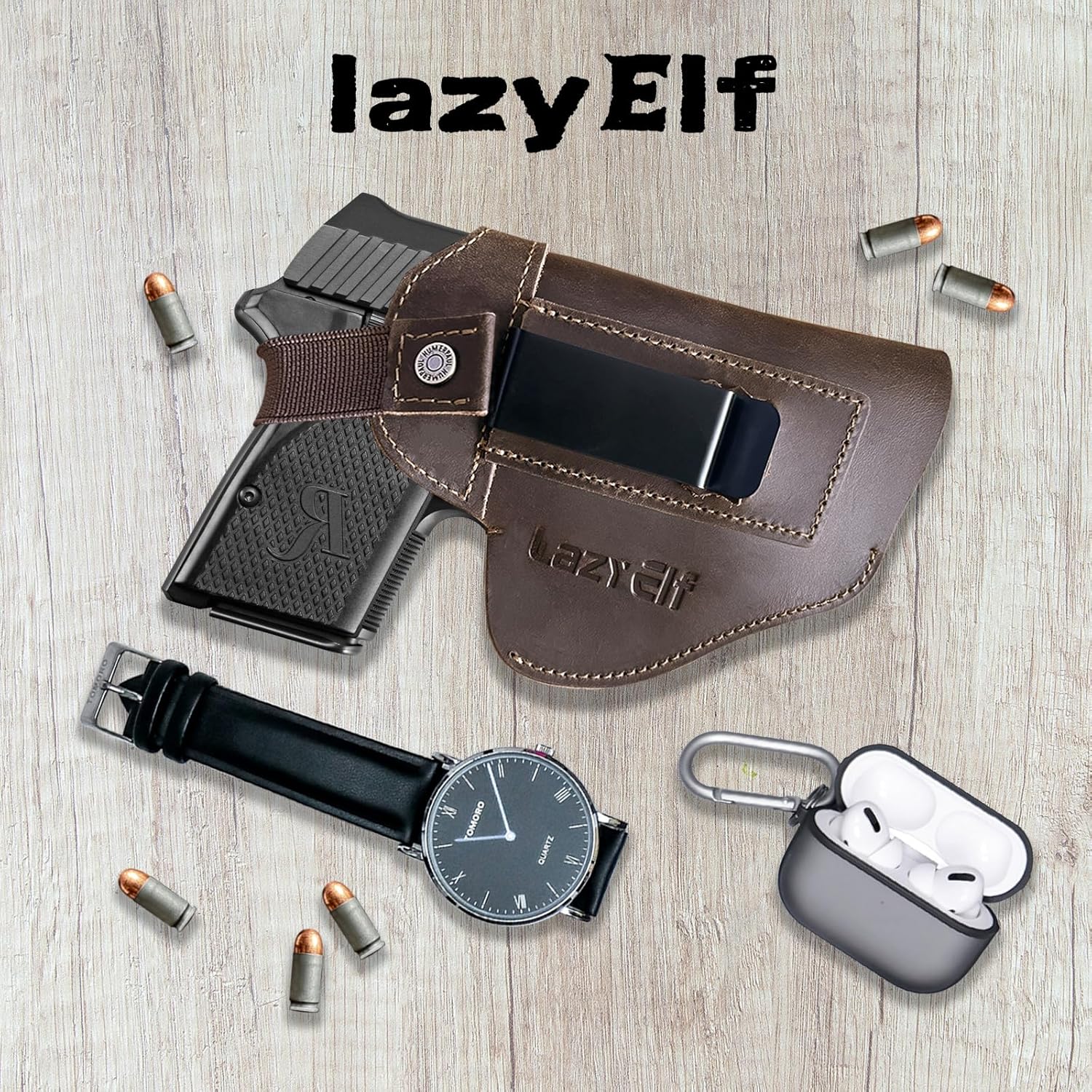lazyElf Funda de pistola de cuero genuino para pistolas, pistolas, diestros, zurdos, transporte oculto para Glock 194343X, Taurus G2CG3CG3 tamaño