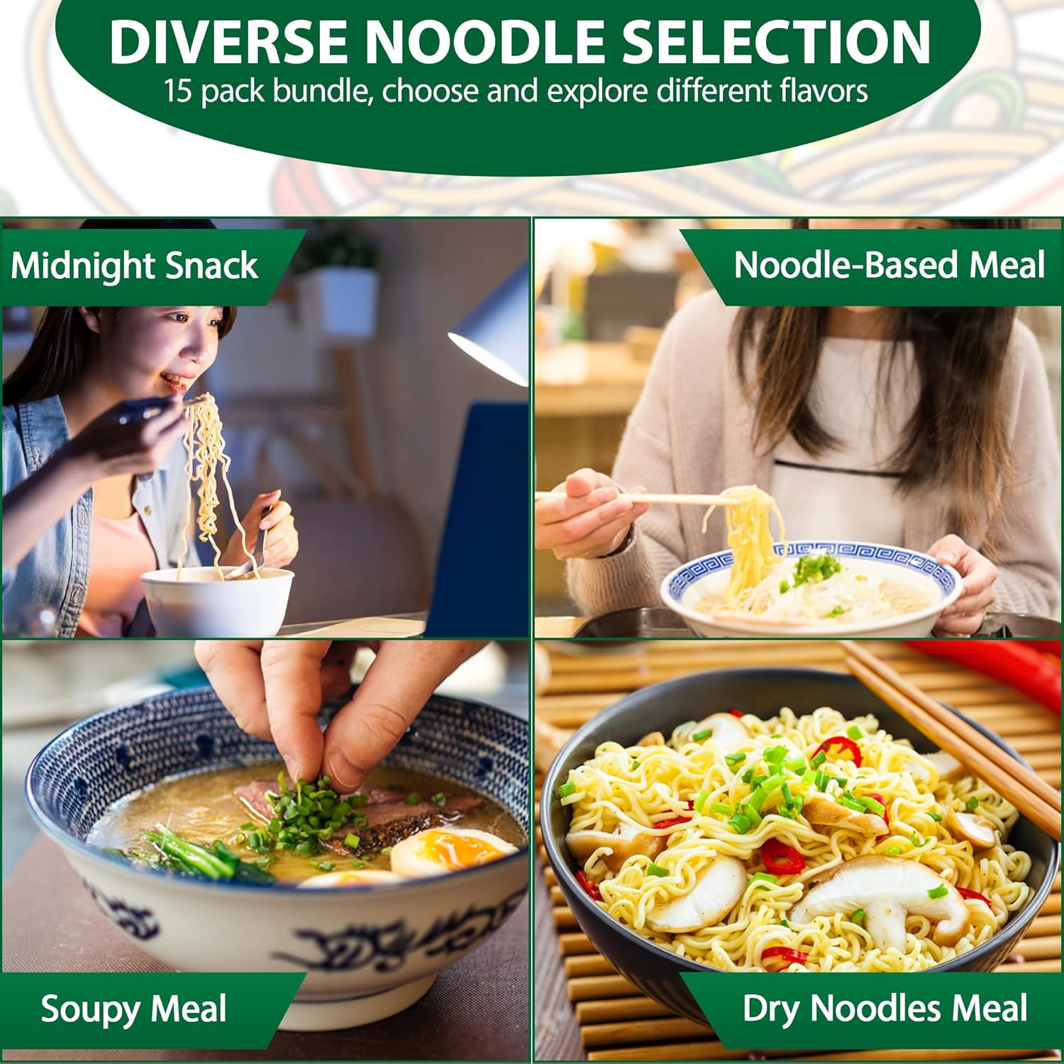 FOODIE BOXX Fideos ramen asiáticos instantáneos con salsa picante Samyang (paquete de 15, fideos Pho)