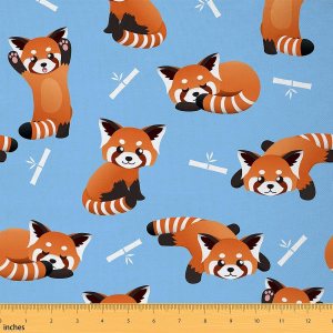 The Yard, tela decorativa Kawaii para tapicería y proyectos de bricolaje en el hogar, diseño de panda rojo, hojas de animales salvajes, tela The Yard, tela decorativa Kawaii para tapicería y proyectos de bricolaje en el hogar, diseño de panda rojo, hojas de animales salvajes, tela