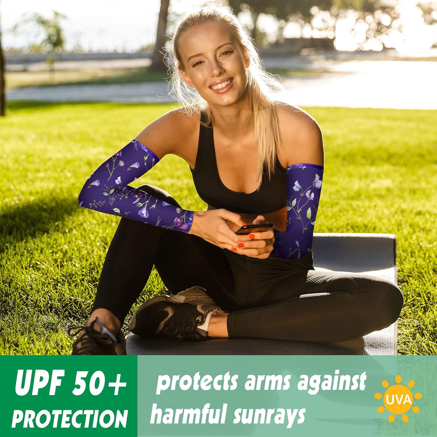 18 pares de mangas de brazo de jardinería con protección solar UV para mujeres y hombres, patrón de flores, mangas de enfriamiento de color sólido,