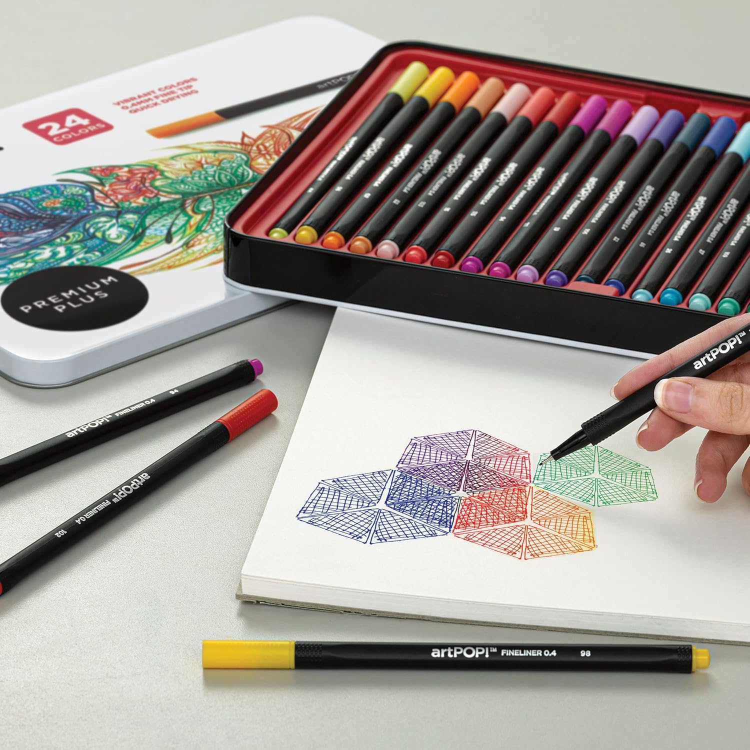 Fineliner – Juego de 24 bolígrafos artísticos de colores para diarios, dibujo, garabatos, álbumes de recortes, bocetos, ilustración, punta fina