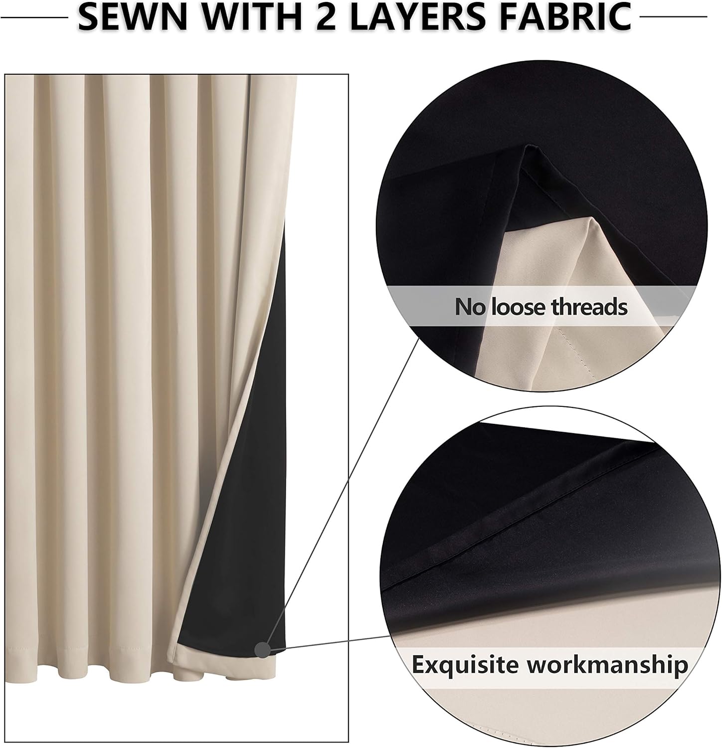 WONTEX – Cortinas blackout con espacio para barra, para sala de estar, 2 paneles