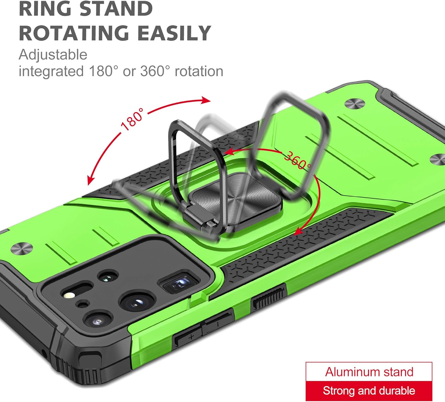 Anqrp Funda para Galaxy S20 Ultra, funda protectora de grado militar con anillo de metal mejorado soporte magnético compatible con Samsung Galaxy