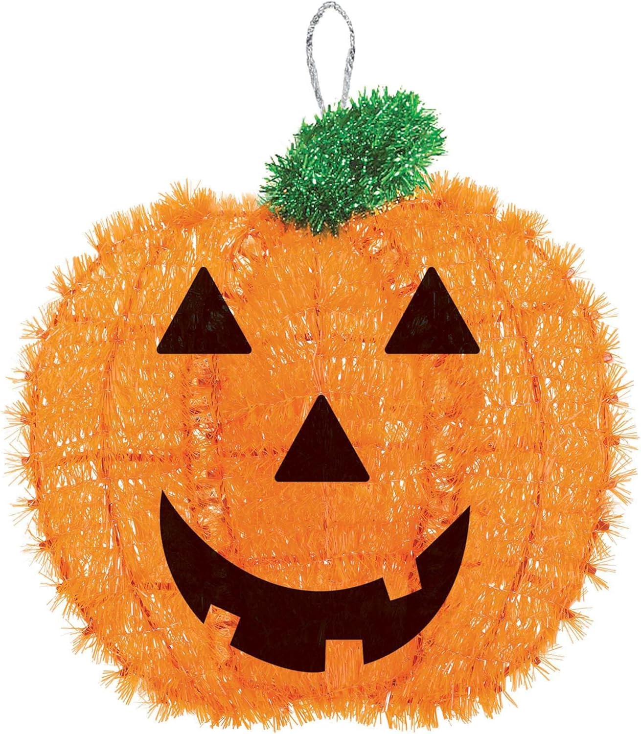 Amscan 240347 – Decoración colgante de oropel de calabaza de Halloween – 13.0 in x 11.8 in