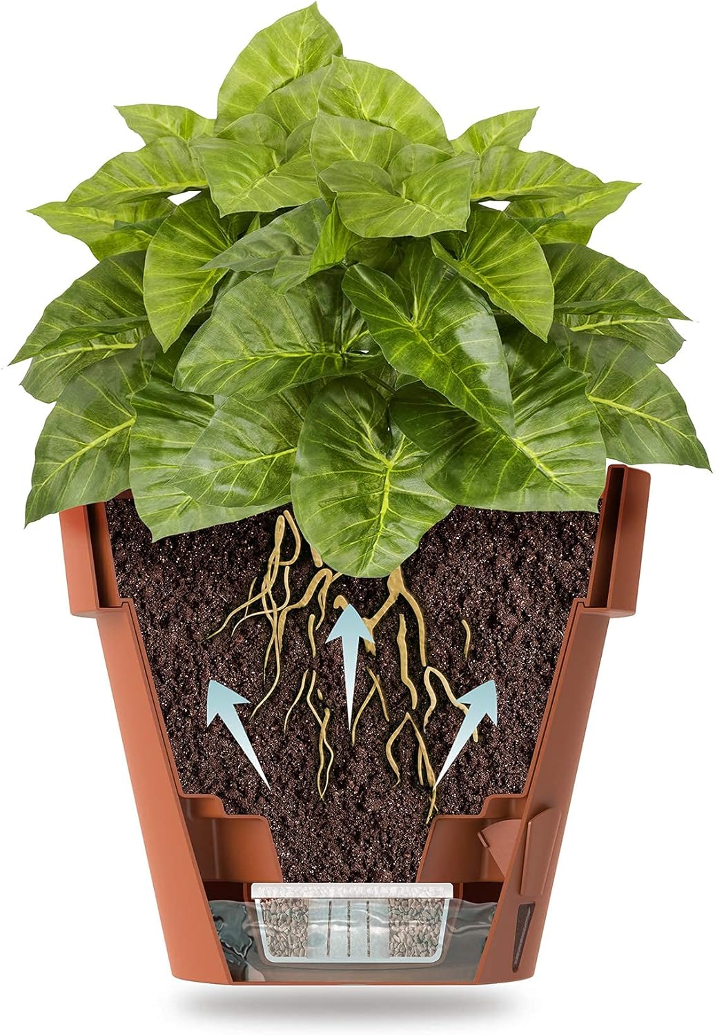 DECOPOTS – Maceta de riego automático – 9.2 pulgadas de diámetro – Interior y exterior con riego inferior e indicador de nivel de agua (9.2