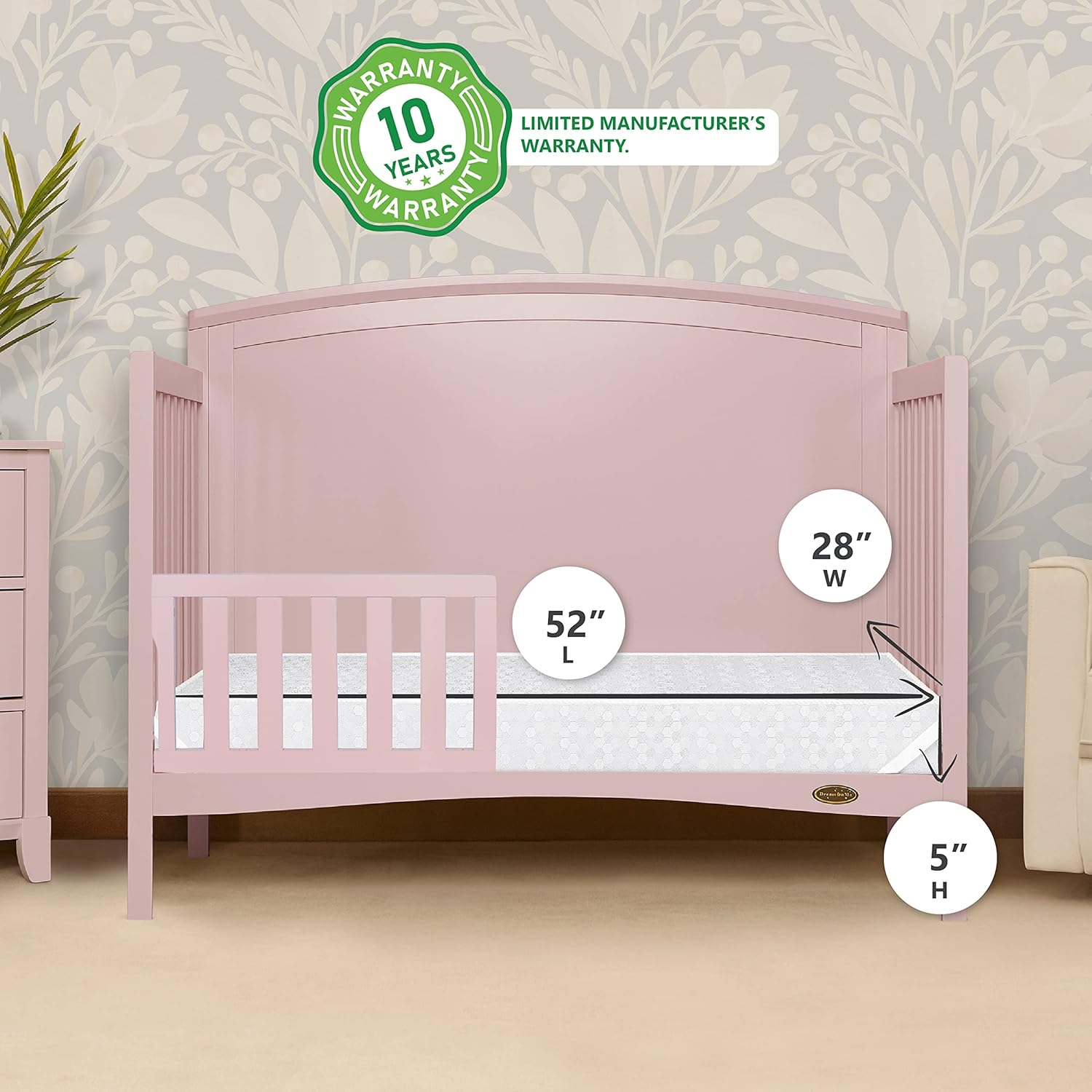 Carson Classic 3 en 1 Cuna convertible en panal blanco ortopédico firme fibra estándar colchón para cuna de bebé