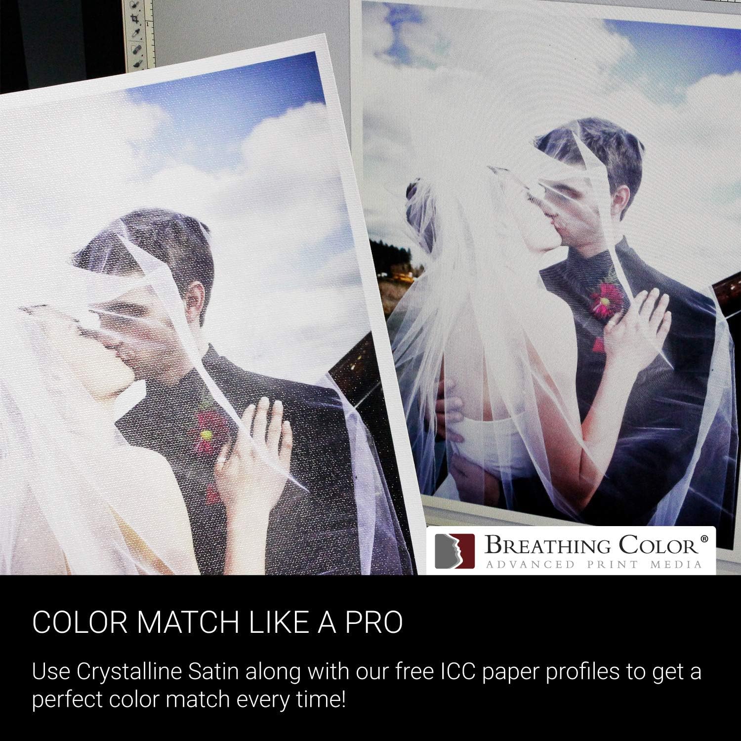 Crystalline Satin21mil, 440gm, Bright White, poly-cotton Inyección de tinta lona, Blanco brillante