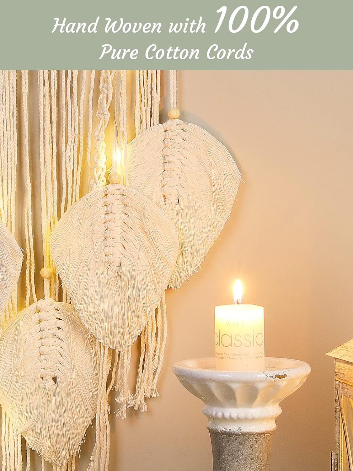 Shinowa Atrapasueños, macramé de algodón para colgar en la pared, atrapasueños con luces de hadas, atrapasueños bohemio para dormitorio de adultos,