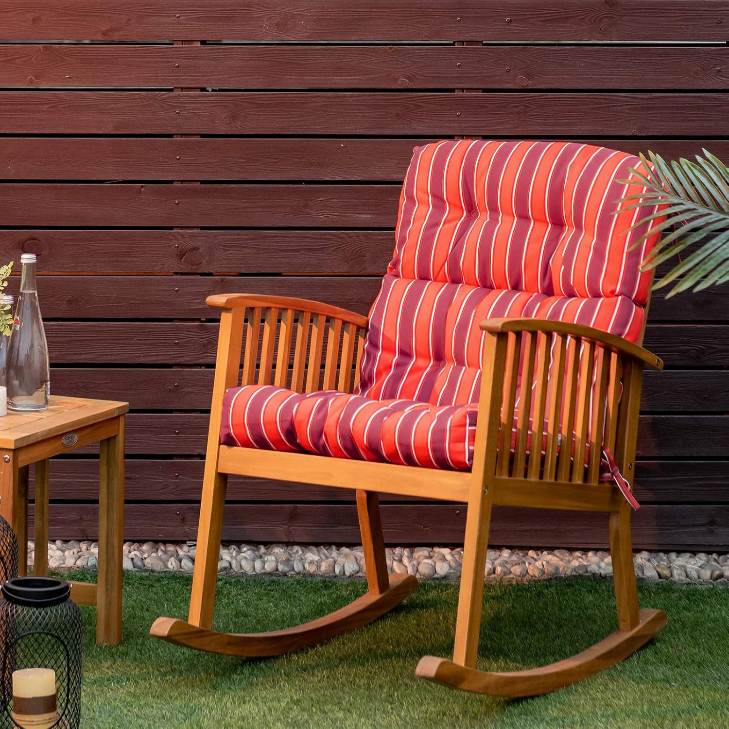 Graffy Cojines para sillas de exterior de 45 x 22 x 4.5 pulgadas, cojín de asiento de respaldo alto con lazos, almohadillas de repuesto impermeables