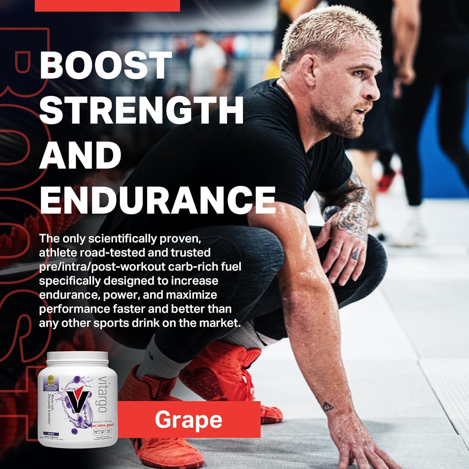 Vitargo Polvo de carbohidratos  Alimenta glucógeno muscular 2 veces más rápido  1 libra de uva antes del entrenamiento y después del entrenamiento