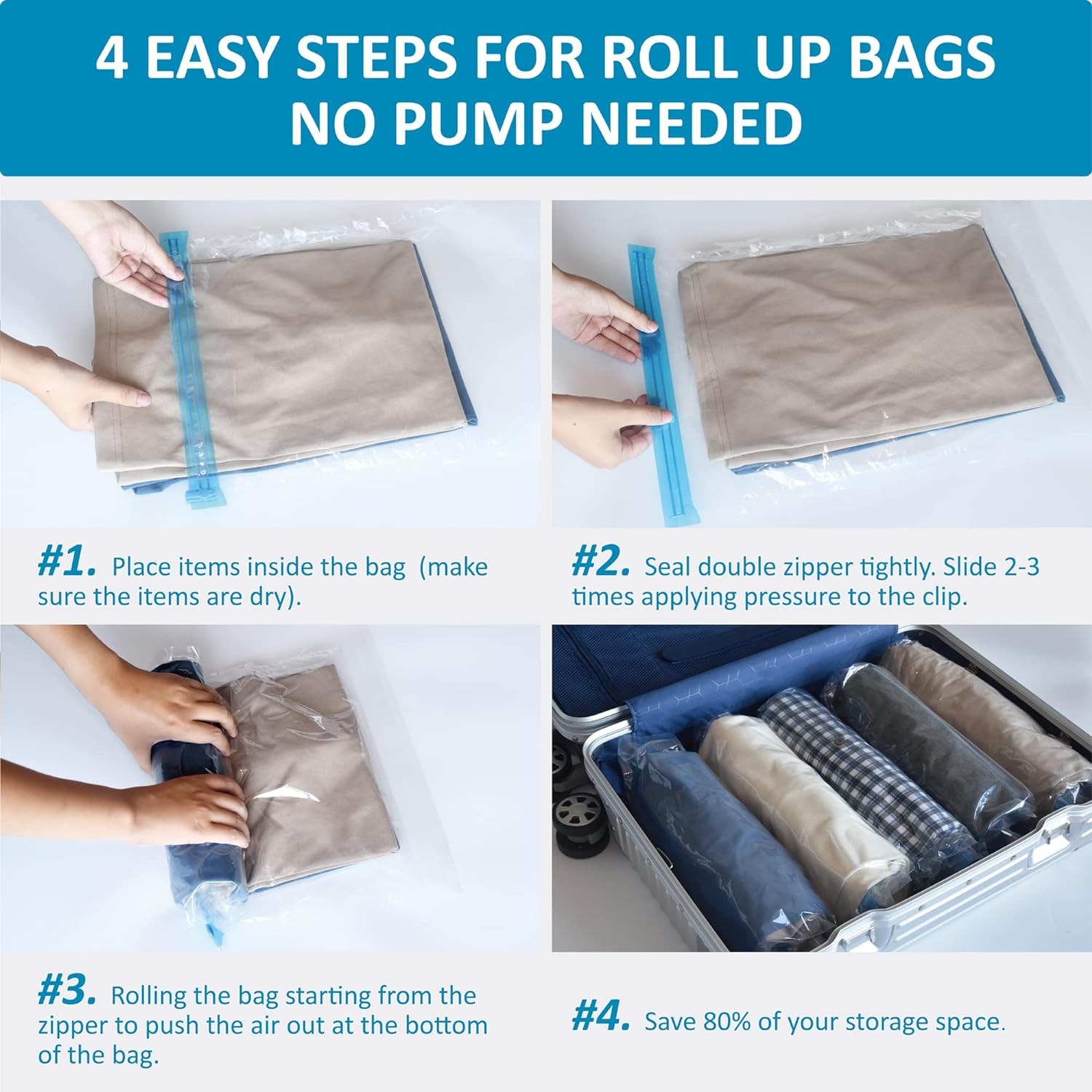 24 bolsas de compresión de viaje, bolsas enrollables para ahorrar espacio para equipaje, artículos esenciales para cruceros (9 rollos grandes9