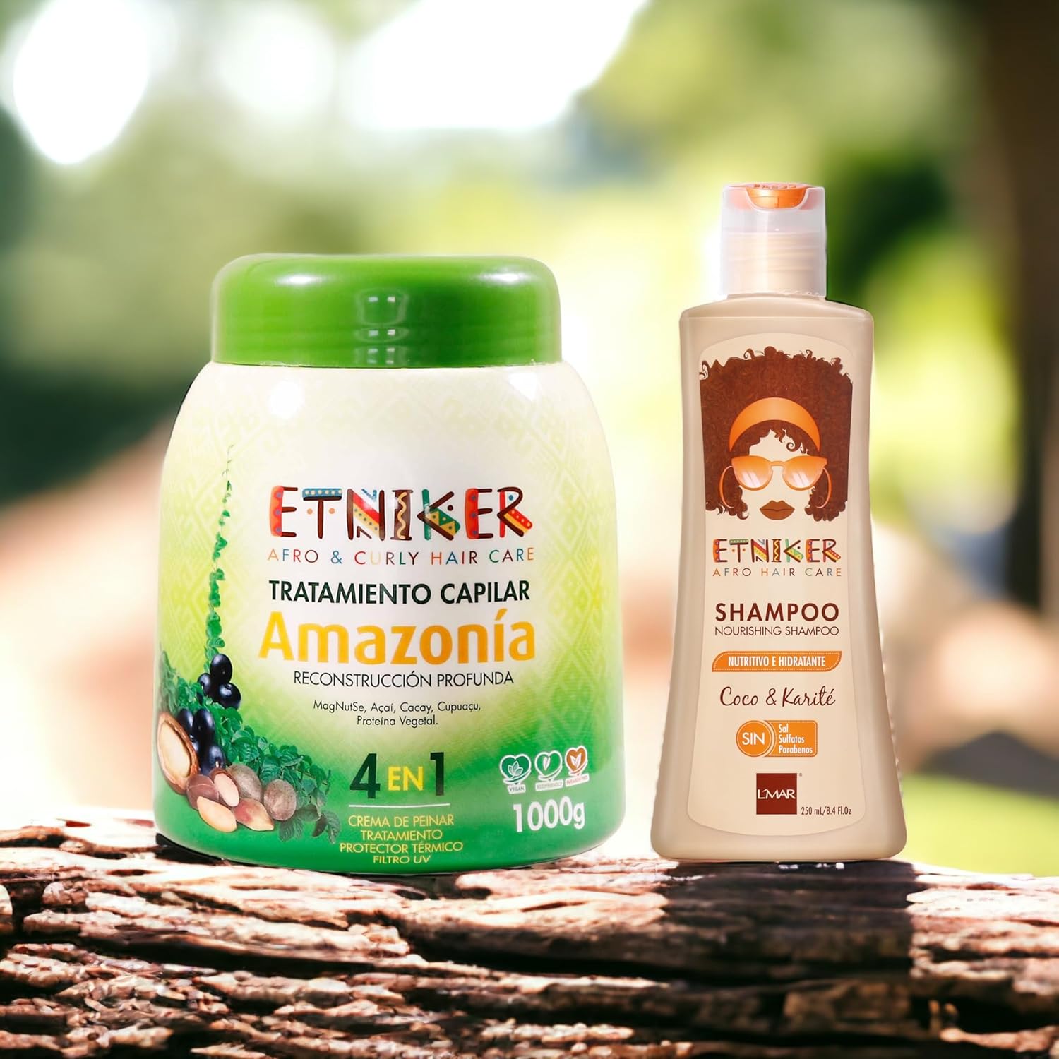 Etniker Tiendaia Kit – Máscara de acondicionamiento profundo con nuez de magdalena, cacay, acai, cupuaçu y proteína + champú nutritivo  hidratación,