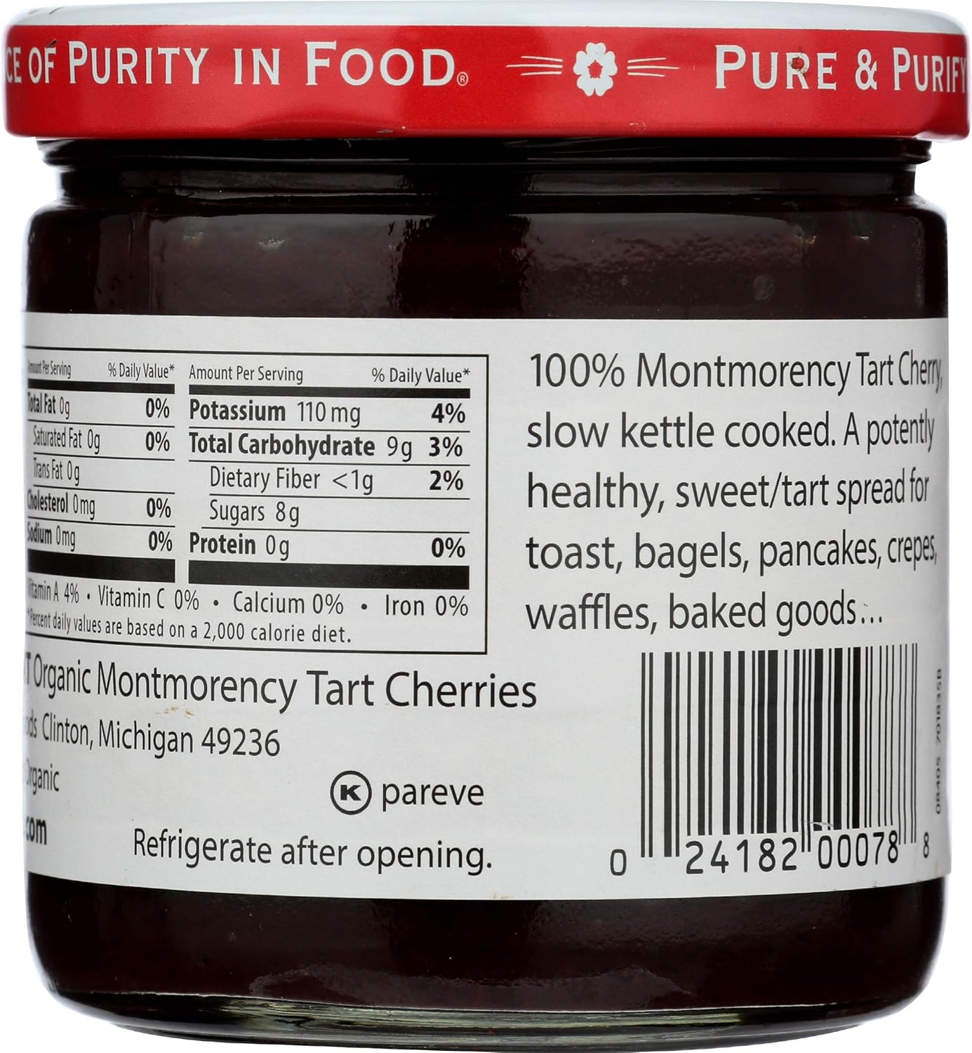 Bote de cristal orgánico de manteca de cereza Eden de 8.0 fl oz