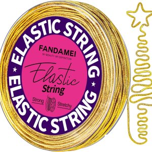 FANDAMEI Cuerda elástica metálica de 0.047 pulgadas, cordón elástico dorado para manualidades, regalo de joyas, cinta elástica para trenzas de FANDAMEI Cuerda elástica metálica de 0.047 pulgadas, cordón elástico dorado para manualidades, regalo de joyas, cinta elástica para trenzas de