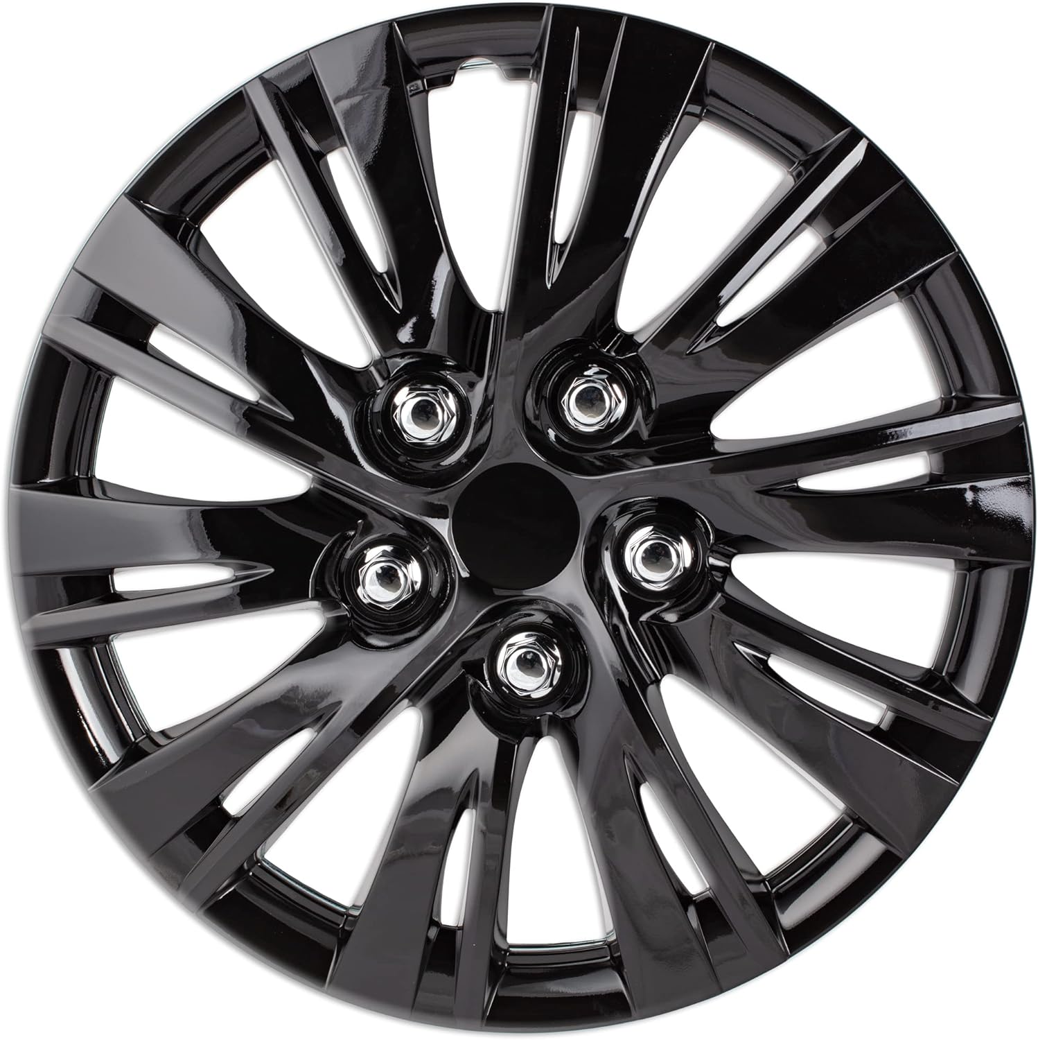OxGord Tapacubos de 15 pulgadas (juego de 4) tapas de cubo para llantas de 15 pulgadas, accesorios de automóvil, tapacubos negro hielo compatible