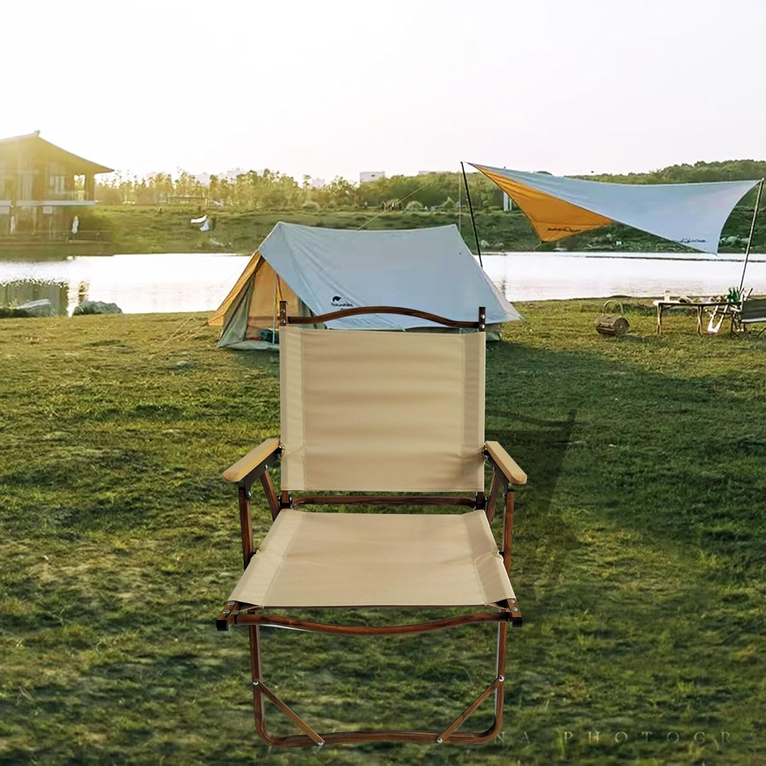 Juego de 4 sillas plegables para camping, cómoda silla de césped, silla de campamento al aire libre para adultos, silla portátil para camping,