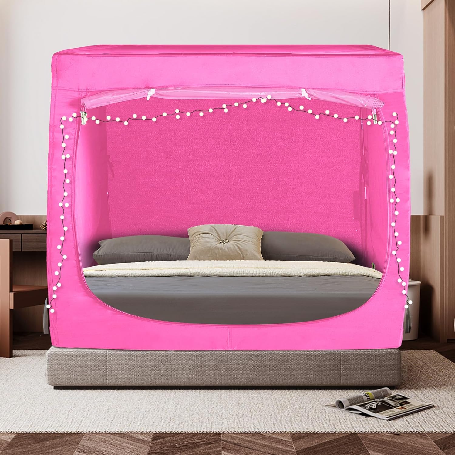 Tienda de campaña para cama Queen – Tienda de campaña portátil de ensueño para niños y adultos, tiendas de campaña para dormir interiores 70% opacas