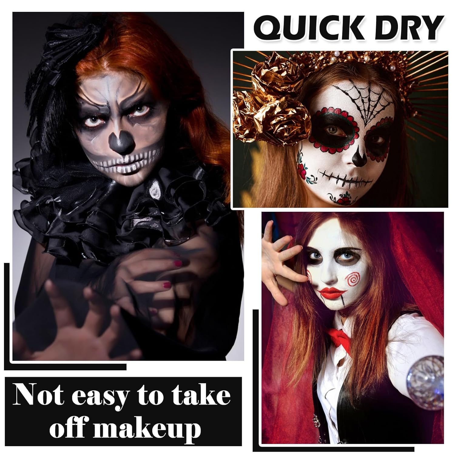 Kit de maquillaje de payaso de 3 piezas, pintura corporal profesional a base de aceite a base de aceite para adultos, Halloween, efectos especiales,
