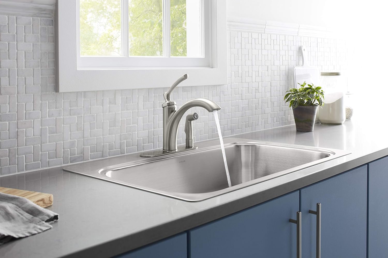 Kohler K-R29671-VS Linwood – Grifo para fregadero de cocina, acero inoxidable vibrante