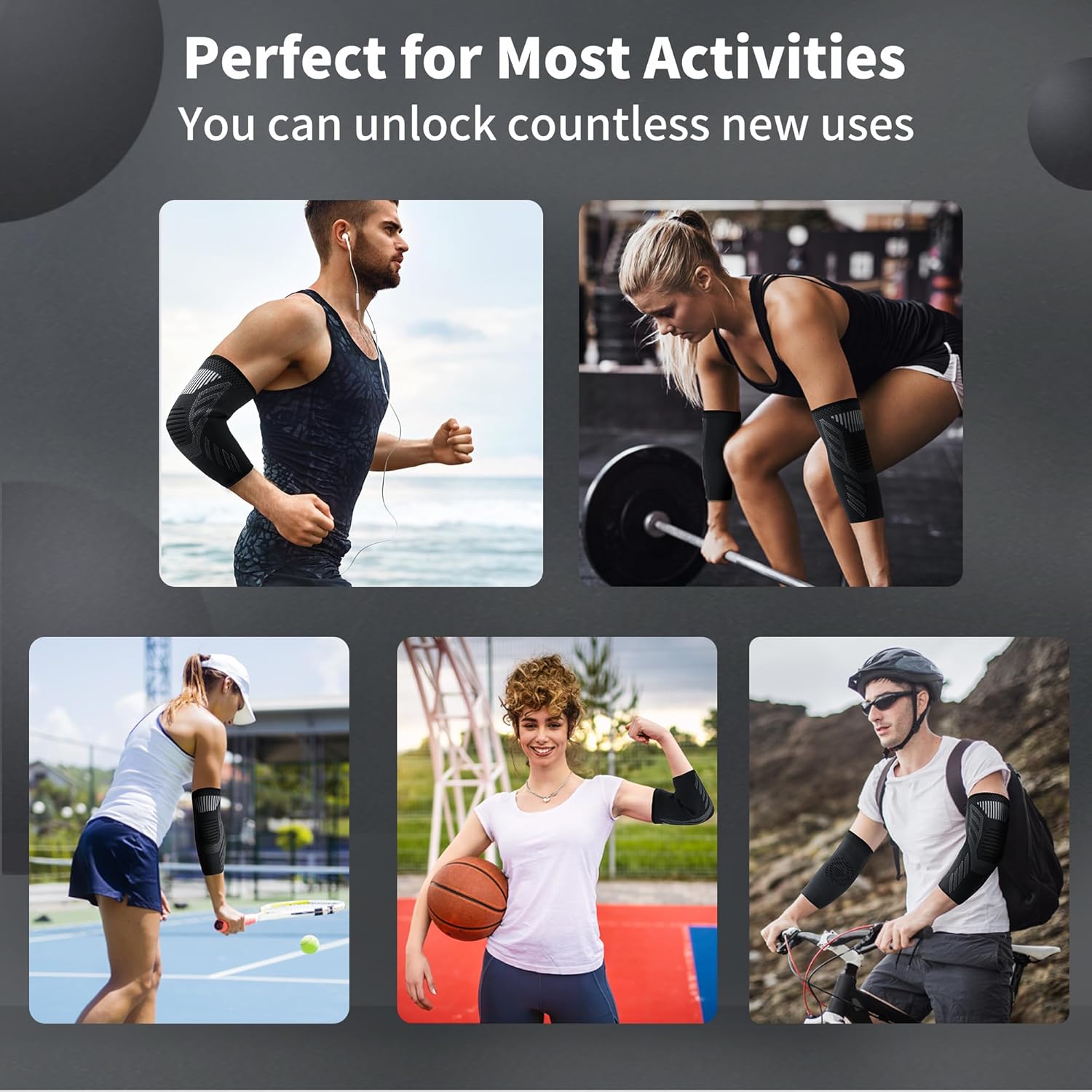 GUOZI Codera para tendinitis, 2 unidades Manga de compresión de codo para mujeres y hombres, soporte de brazo de tenis para golfistas, levantamiento