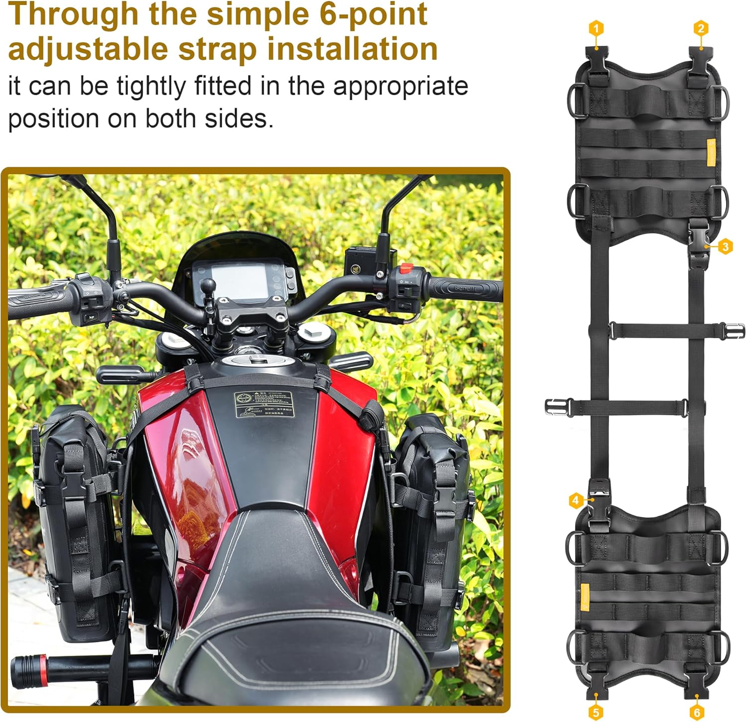 Colgante de montaje auxiliar izquierdo y derecho para tanque de motocicleta, accesorios de motocicleta aumentan el espacio de almacenamiento,
