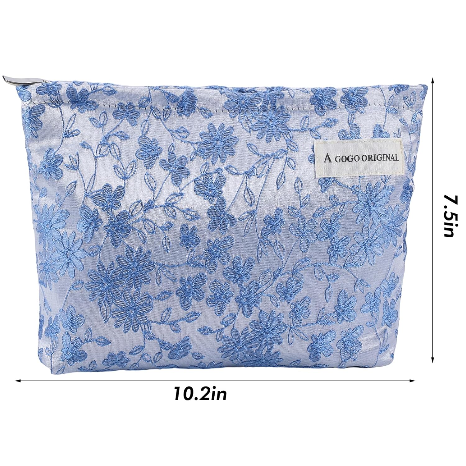 ZLFSRQ Bolsa de maquillaje de flores de margarita, bolsas de cosméticos para mujer, bolsa de maquillaje grande con cremallera, bolsa de cosméticos