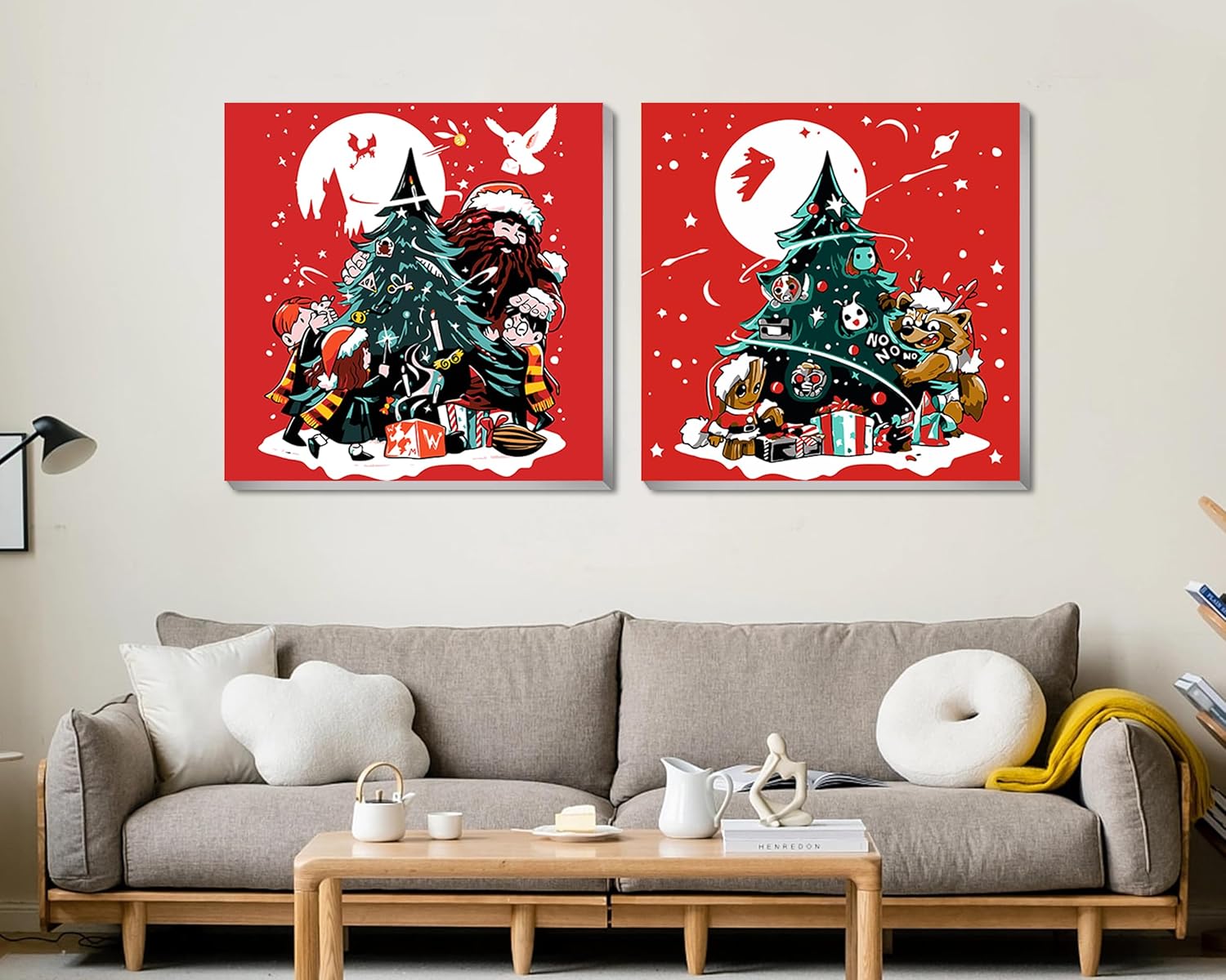 Paquete de 4 pinturas de dibujos animados de Navidad por números para niños de 8 a 12 años, pintura acrílica fácil de luna por número para niños