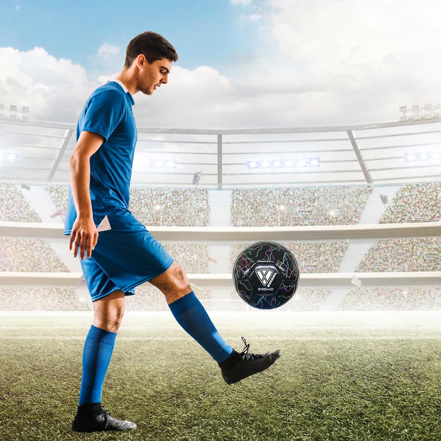 Vizari Zodiac Balón de fútbol para entrenamiento al aire libre y juego divertido  Pelota de fútbol al aire libre con vejiga de goma y cuero