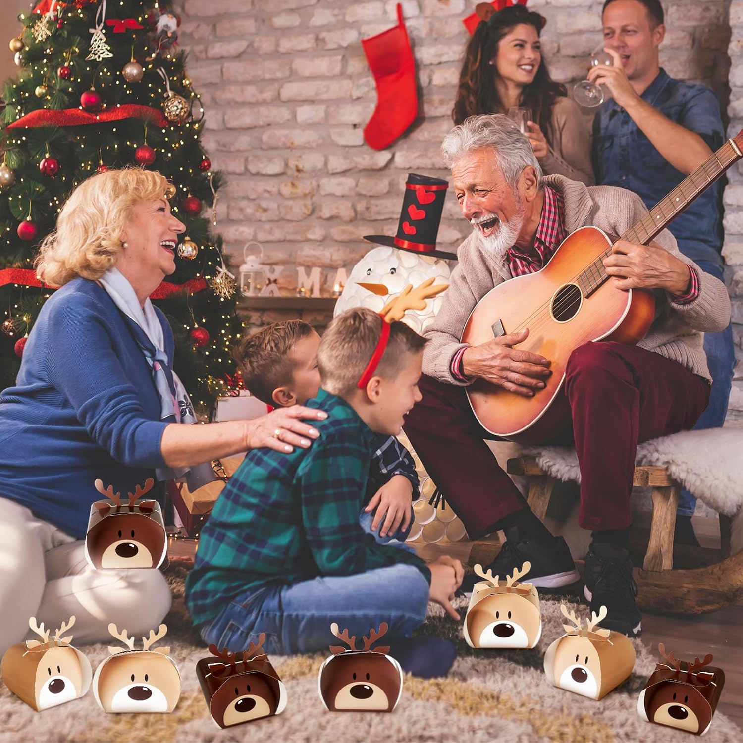 36 cajas de regalo de galletas de Navidad, cajas de regalo de cartón de alce 3D, cajas de regalo de fiesta, latas de galletas de caramelo con tapas