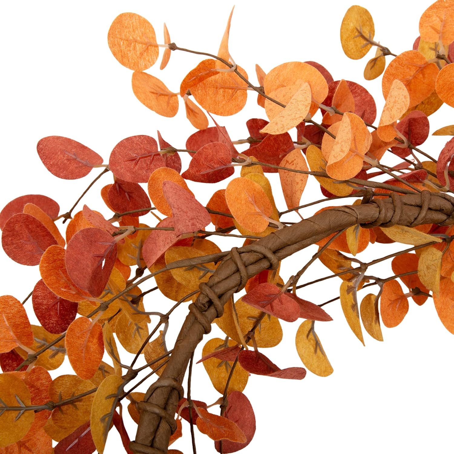 VGIA Corona de otoño de 18 pulgadas, corona de hojas de eucalipto, corona de otoño artificial para puerta delantera, corona de hojas de otoño,