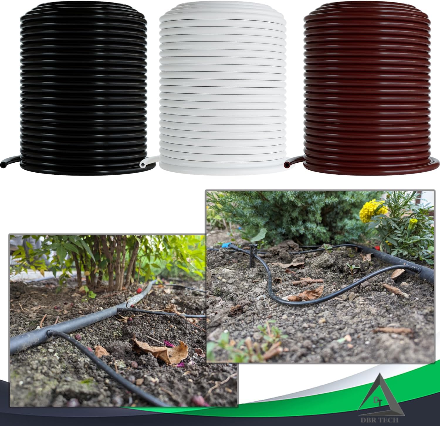 Tubo de riego por goteo de 14, 100 pies, manguera flexible de riego por goteo de plástico PVC para jardinería, nebulización, hidroponía y proyectos