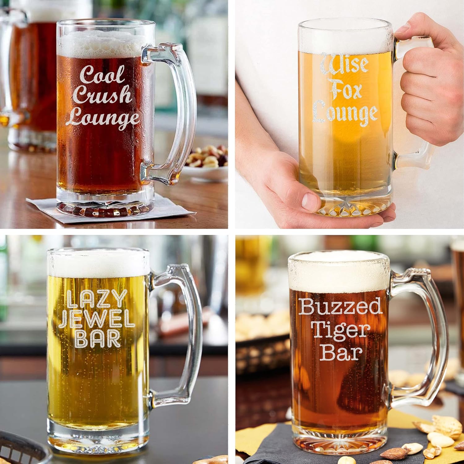 TEEAMORE Tazas de cerveza personalizadas para añadir tu texto, vaso de cerveza grabado, cumpleaños, aniversario, boda, inauguración de la casa (12