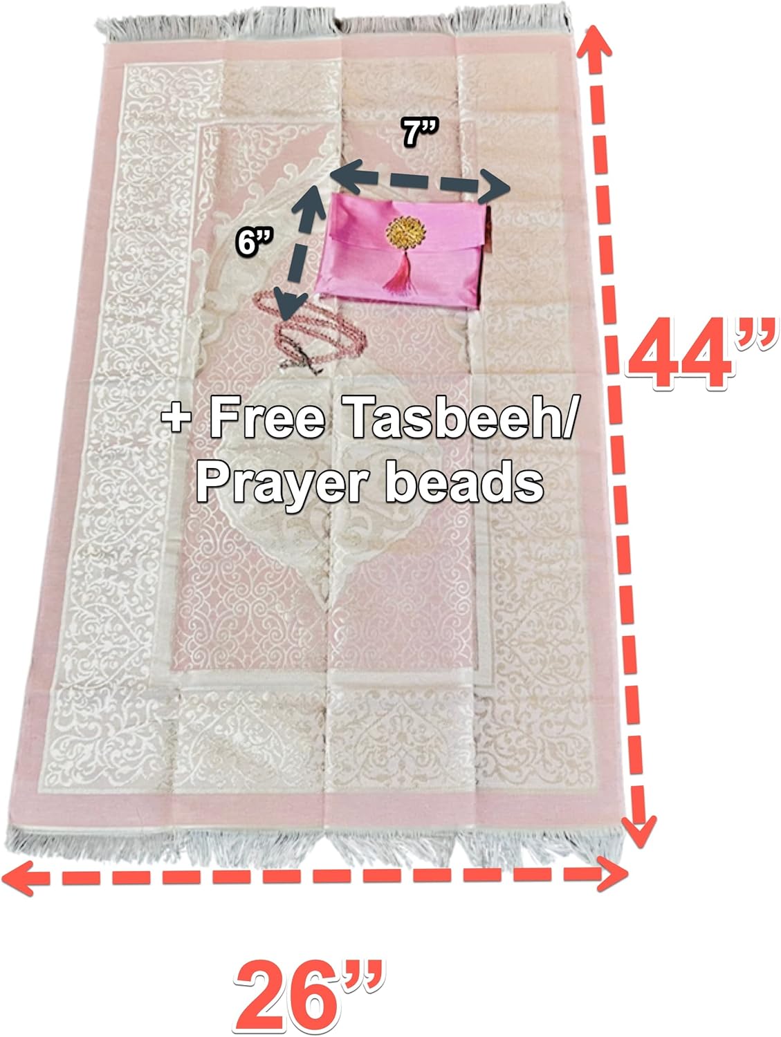 Tapete de oración islámica, alfombra de oración turca con bolsa y sellado de adornos, alfombrilla de oración portátil con práctica bolsa,