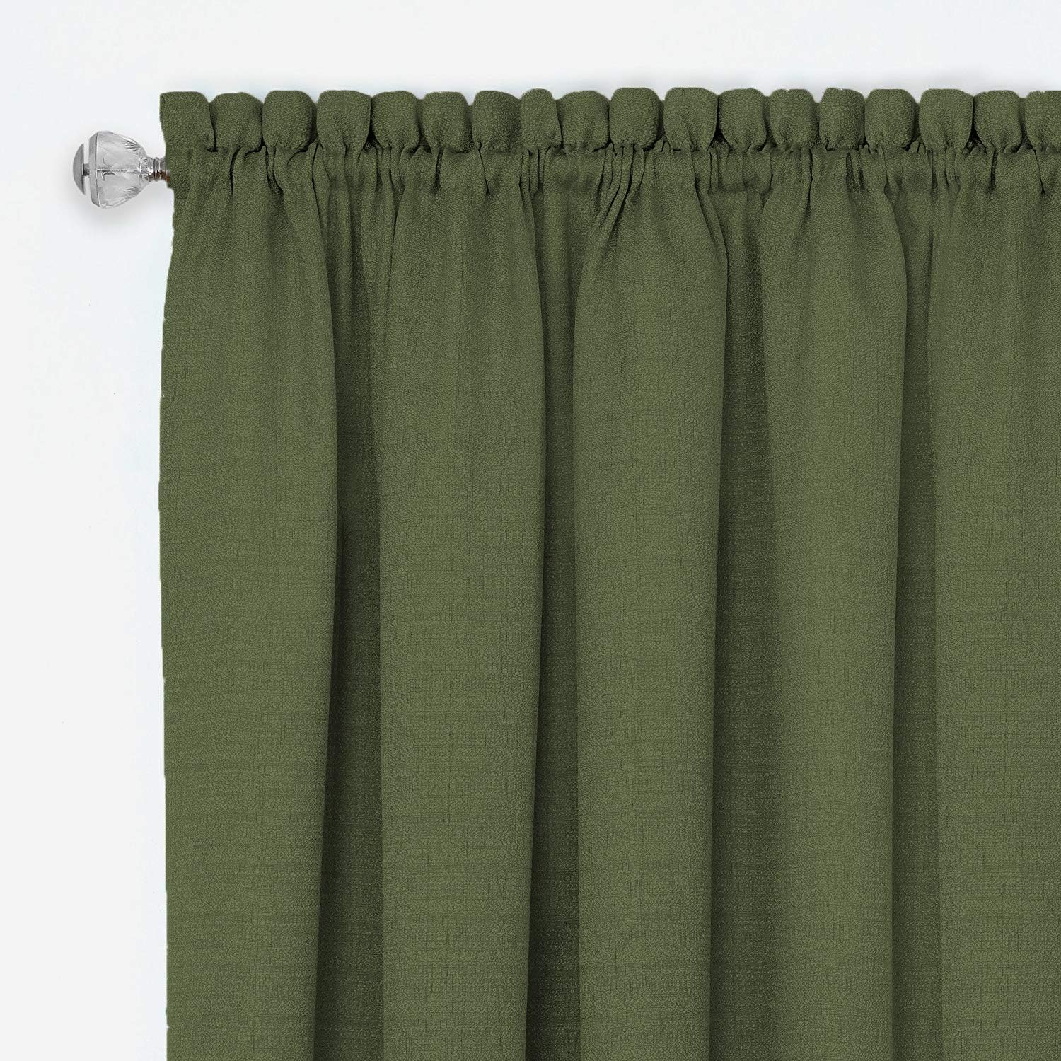 Woven Trends – Juego de cortinas de ventana de dos tonos y cenefa, cortinas pequeñas de doble capa para baño, sala de estar y cocina, verde, 58 x 24