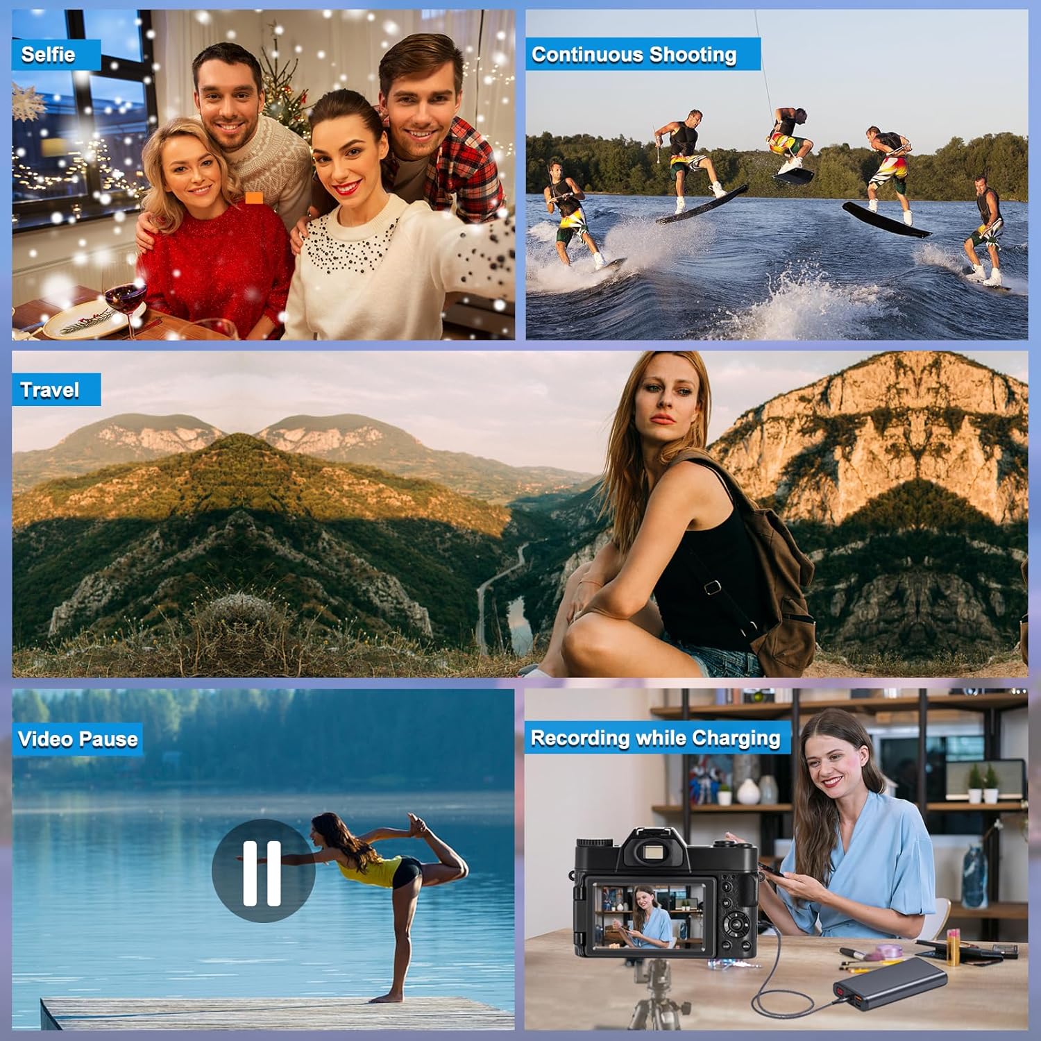 ISHARE Cámara digital para fotografía, cámara de vlogging 4K 48MP para YouTube con WiFi, pantalla abatible de 180 grados de 3 pulgadas, zoom digital