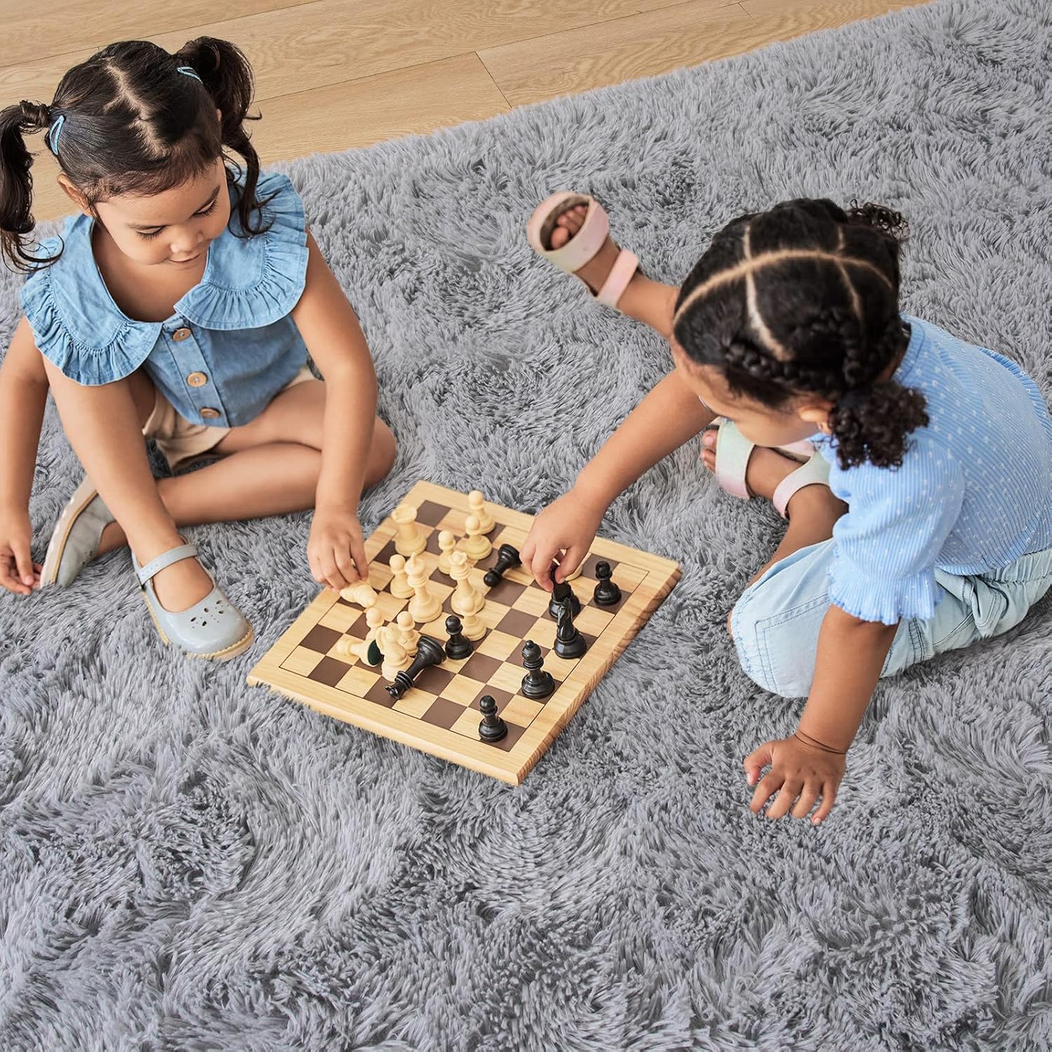Alfombra suave de pelo largo para dormitorio, sala de estar, 4 x 6 pies, alfombra de felpa gris, alfombra gruesa y larga mullida para interiores,
