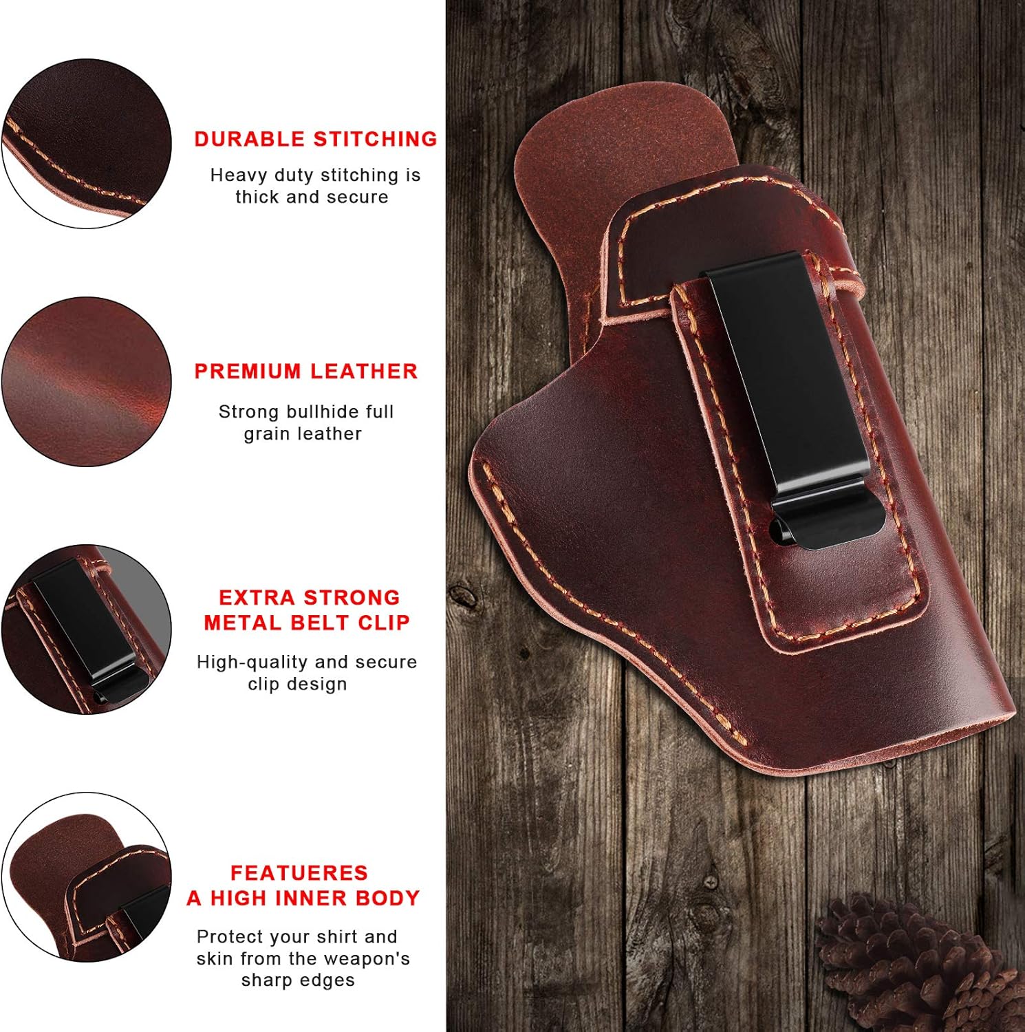 Funda de cuero para Sig P365 X Macro, IWB Carry Gun Holsters para Glock 19 43X 44 48Ruger 57Springfield Hellcat ProXDSTaurus G2C G3C GX4M & P 0.354