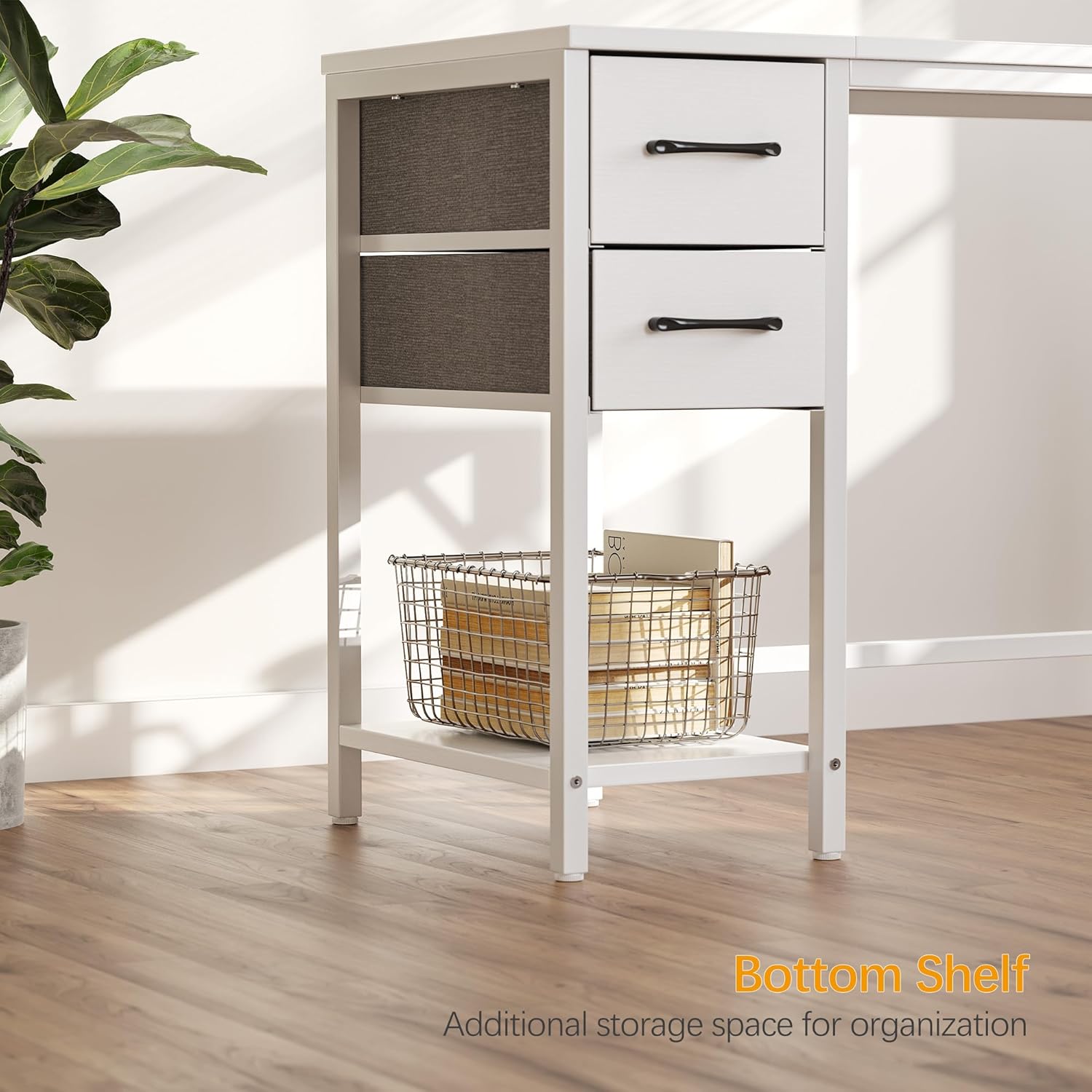 CubiCubi Escritorio de oficina en casa para computadora con 2 cajones, escritorio pequeño blanco de 40 pulgadas, mesa de estudio, escritorio moderno